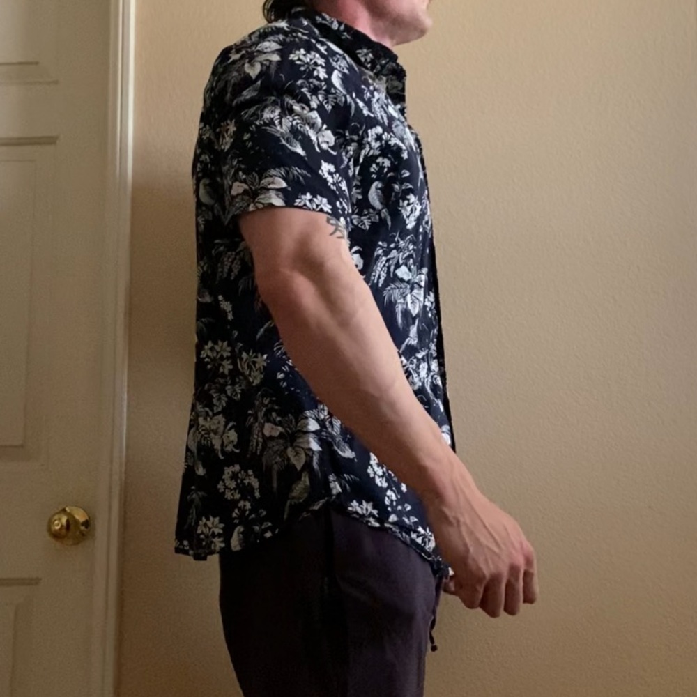 Vintage H&M edition blue Hawaiian formal short sleeve shirt party collared top